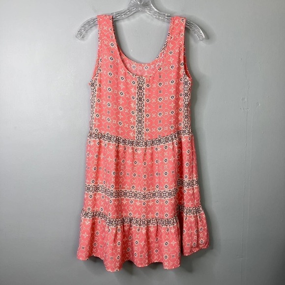 SWEET Journey Peachy Pink Casual Crepe Satin Sleeveless Mini Ruffle Dress Size S - Picture 11 of 12